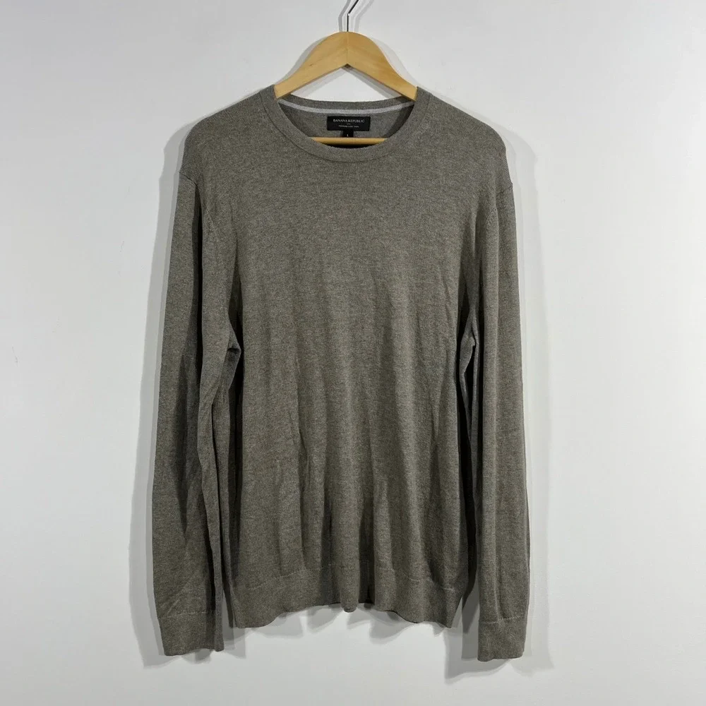 Banana Republic Old Money Silk Cashmere Crewneck Sweater Luxe Yarn Mens Large